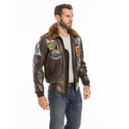 Men's Top Gun G-1 Cowhide Flight Jacket with Patches