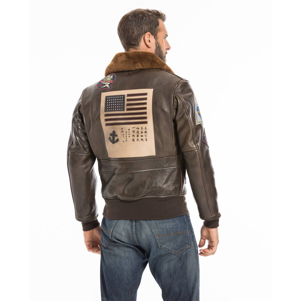 Men's Top Gun G-1 Cowhide Flight Jacket with Patches