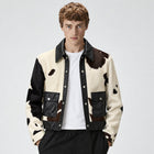 Men’s Tricolor Hair-On Cowhide Snap Jacket