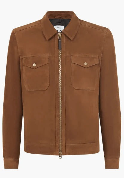 Men's Brown Suede Trucker Leather Jacket Rugged & Stylish