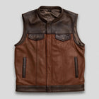 Men's Two-Tone Leather Biker Club Vest