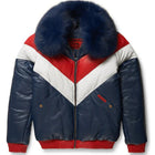 Men's Two-Tone Leather V-Bomber Jacket