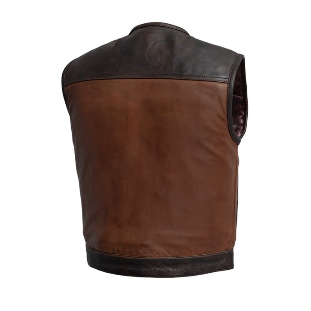 Men's Two-Tone Leather Biker Club Vest