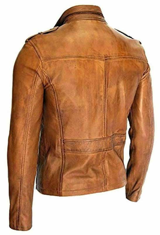 Men's Vintage Brown Motorcycle Cafe Racer Leather Jacket