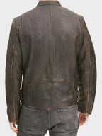 Men's Vintage Café Racer Dark Brown Leather Jacket
