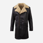 Men's Dark Brown Notch Collar Shearling Officer Coat