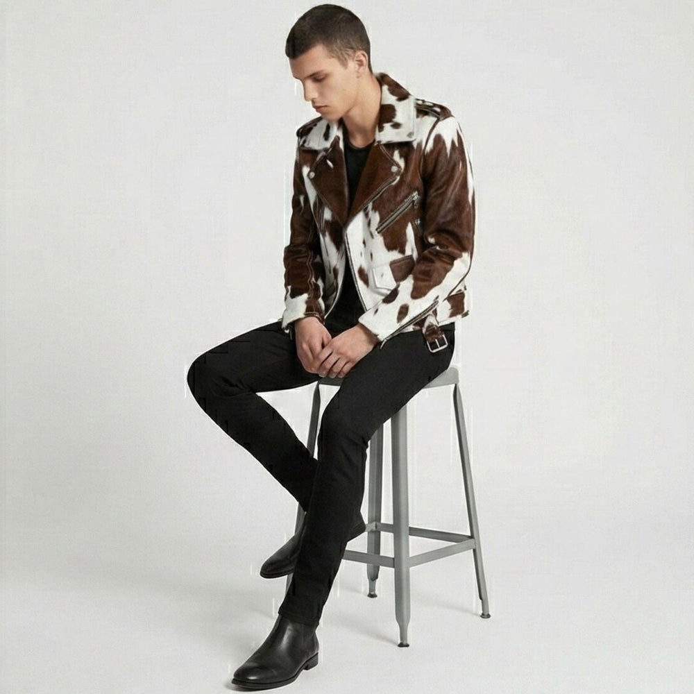 Men’s Hair-On Cowhide Double Rider Jacket