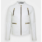 Mens White Leather Biker Jacket