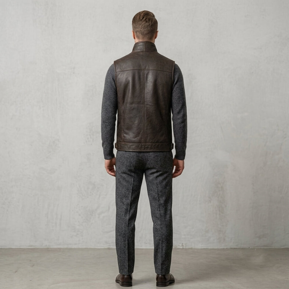 Men Premium Genuine Shearling Leather Vest - B3 Aviator Biker Style