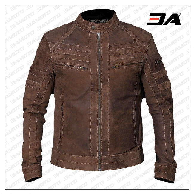 Mens Brown Leather Motorcycle Jacket