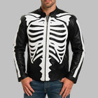 Mens Gothic Skeleton Biker Leather Jacket