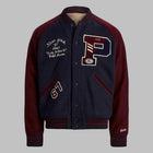 Mens Navy Burgundy Letterman Varsity Jacket
