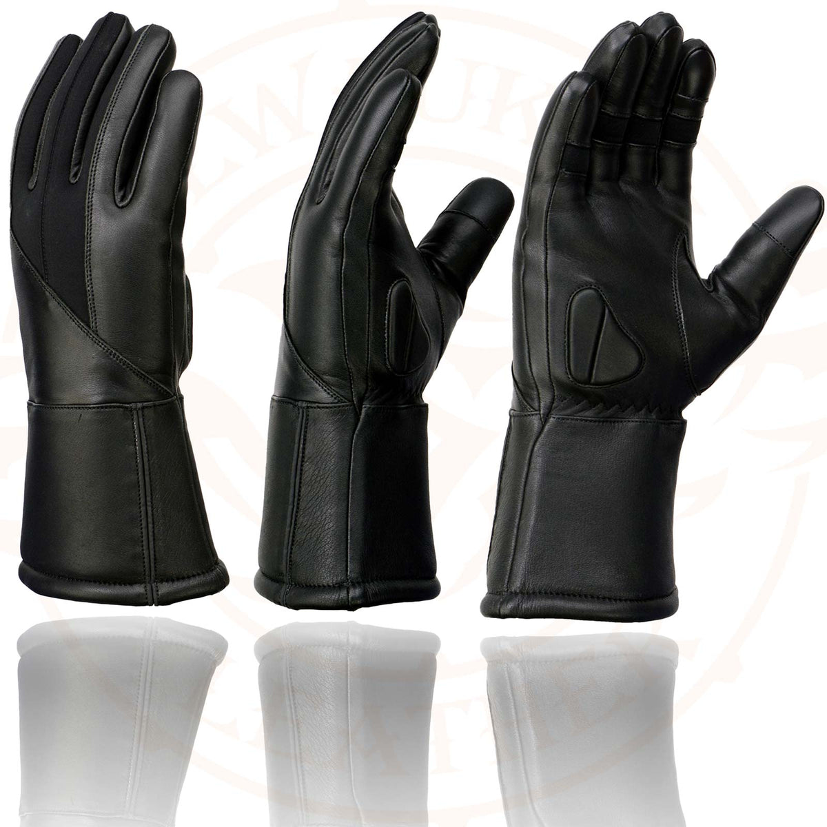 Milwaukee Leather MG7701 Women's Deer Skin Leather Insulated Gauntlet Gloves w/ i-Touch/Wiper Blade/Reflective Piping