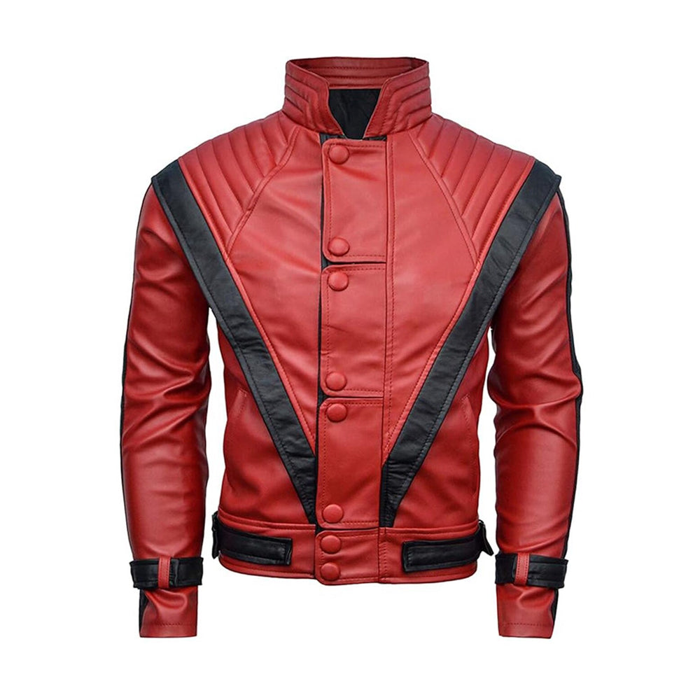 Men’s Michael Jackson Red Thriller Leather Jacket