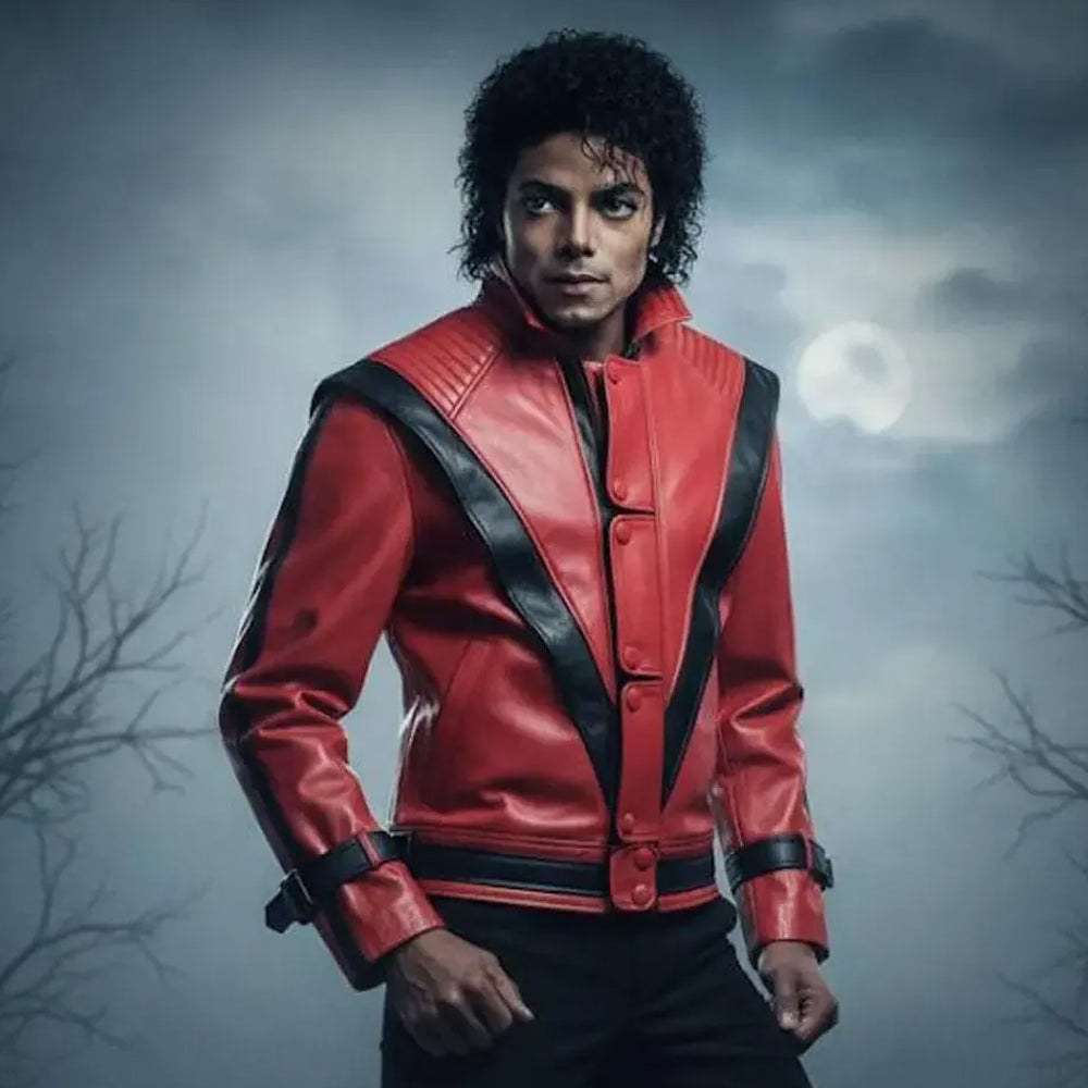 Men’s Michael Jackson Red Thriller Leather Jacket