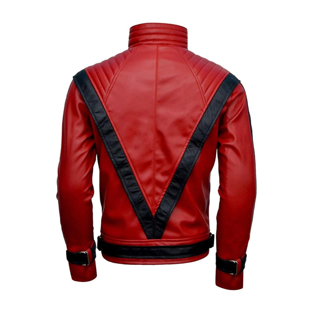 Men’s Michael Jackson Red Thriller Leather Jacket