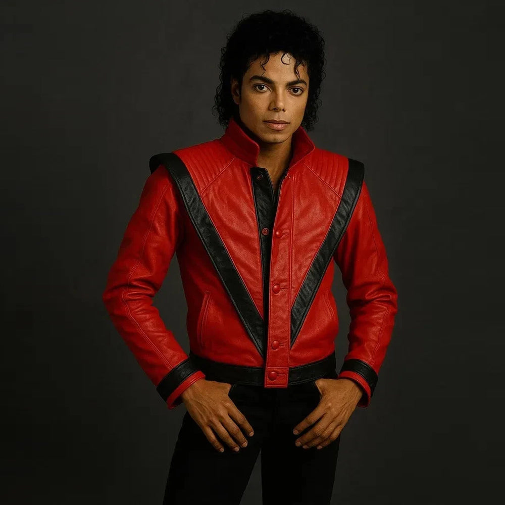 Men’s Michael Jackson Red Thriller Leather Jacket
