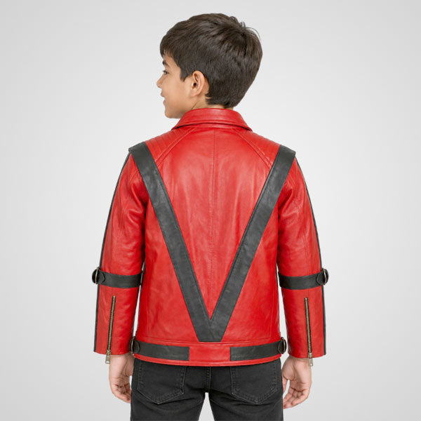 Michael Jackson Thriller Kids Leather Jacket - Iconic Red Performance Style