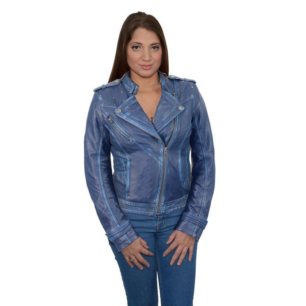Milwaukee Leather Women's Maiden Royal Blue Premium Sheepskin Motorcycle Fashion Leather Jacket SFL2840