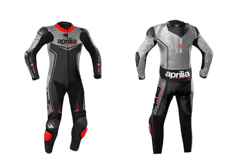 APRILIA MOTORCYCLE LEATHER RACING ONE PIECE GREY SUIT SIZE US MEDIUM