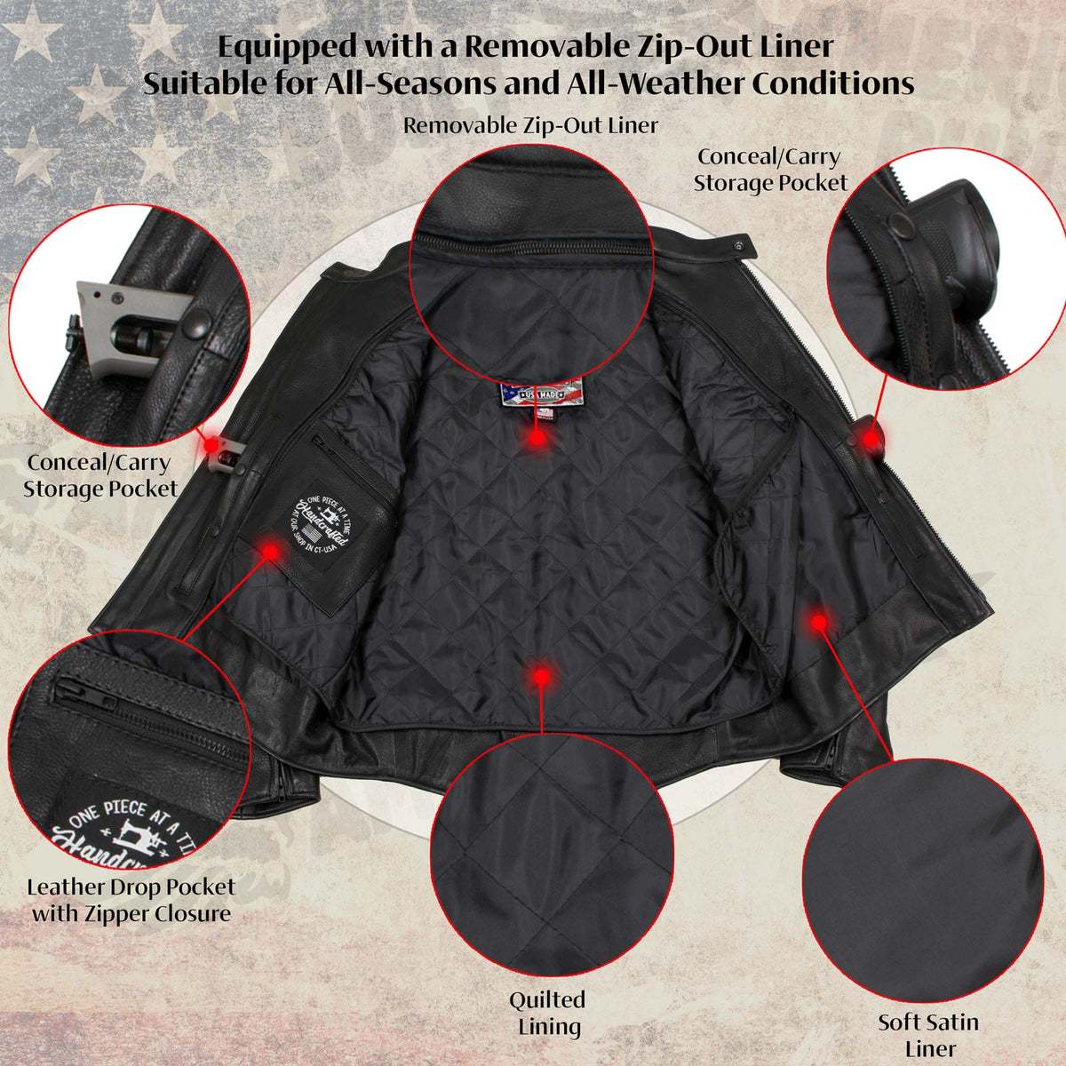 Milwaukee Leather USA MADE MLJKL5003 Women's Black Serene Clean Cut Premium Motorcycle Leather Jacket