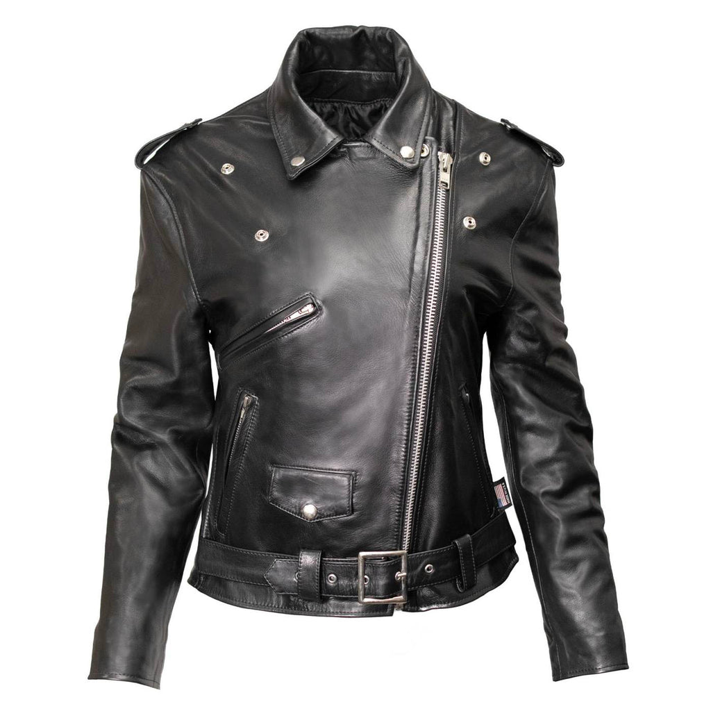 Milwaukee Leather USA MADE MLJKL5004 Women's Black The Flaunt Premium Classic Motorcycle Style Leather Jacket