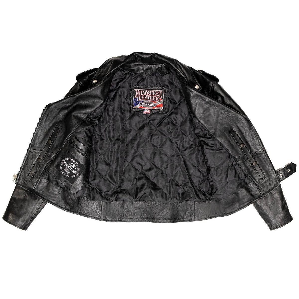 Milwaukee Leather USA MADE MLJKL5004 Women's Black The Flaunt Premium Classic Motorcycle Style Leather Jacket