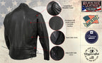 Milwaukee Leather USA MADE MLJKM5002 Men's Black Air Stream Vented Premium Leather Motorcycle Jacket with Side Laces