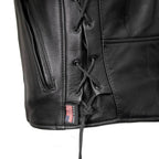 Milwaukee Leather USA MADE MLJKM5002 Men's Black Air Stream Vented Premium Leather Motorcycle Jacket with Side Laces