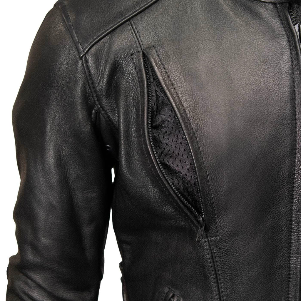 Milwaukee Leather USA MADE MLJKM5002 Men's Black Air Stream Vented Premium Leather Motorcycle Jacket with Side Laces
