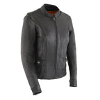 Milwaukee Leather MLL2530 Women's Vented Black Leather Scooter Jacket