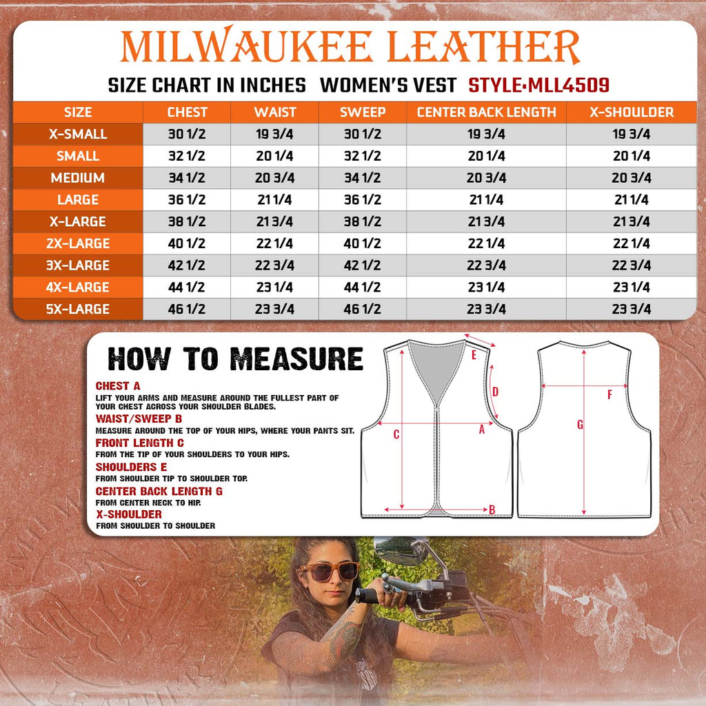 Milwaukee Leather Women's MLL4509 Smoocher Two Tone Crazy Horse Brown and Black Leather Club Style Motorcycle Vest