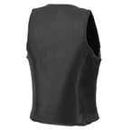 Milwaukee Leather MLL4555 Women's Black Premium Leather Zipper Closure Motorcycle Rider Vest w/ Stretch Side Panel