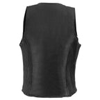 Milwaukee Leather MLL4555 Women's Black Premium Leather Zipper Closure Motorcycle Rider Vest w/ Stretch Side Panel