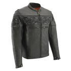 Milwaukee Leather MLM1501 Men's Reflective Skulls Premium Black Leather Motorcycle Jacket w/ Cool-Tec Treatement