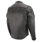 Milwaukee Leather MLM1501 Men's Reflective Skulls Premium Black Leather Motorcycle Jacket w/ Cool-Tec Treatement