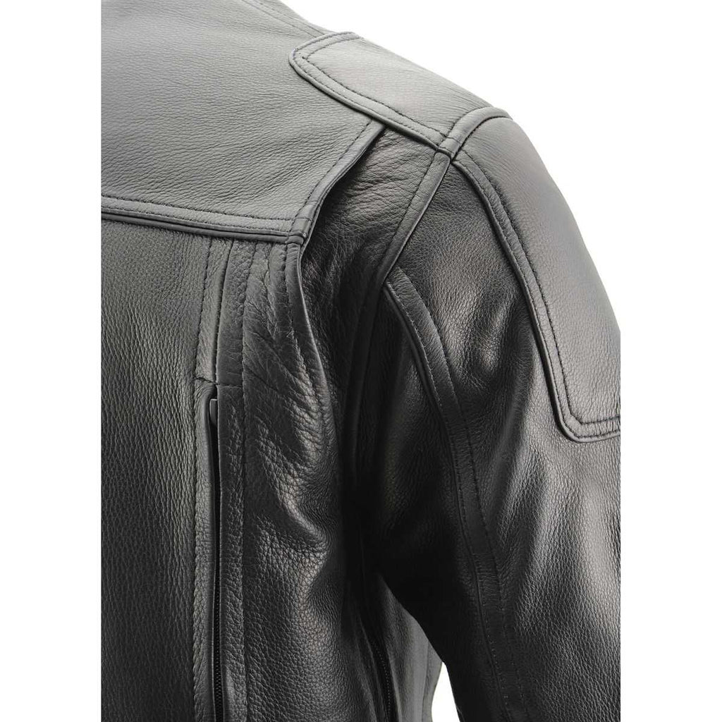 Milwaukee Leather MLM1502 Men's Black Premium Leather Vented Motorcycle Biker Jacket w/ Cool-Tec Leather Treatment Tech