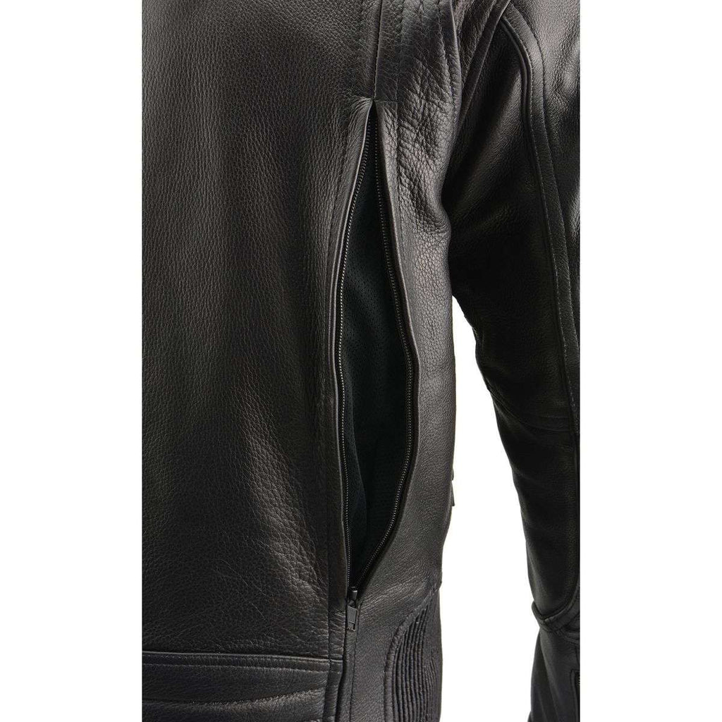 Milwaukee Leather MLM1502 Men's Black Premium Leather Vented Motorcycle Biker Jacket w/ Cool-Tec Leather Treatment Tech