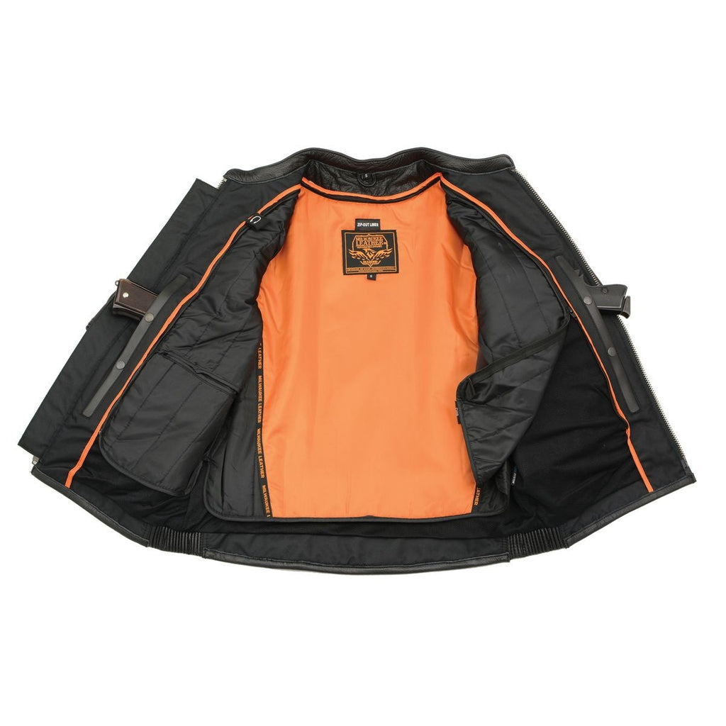 Milwaukee Leather MLM1502 Men's Black Premium Leather Vented Motorcycle Biker Jacket w/ Cool-Tec Leather Treatment Tech