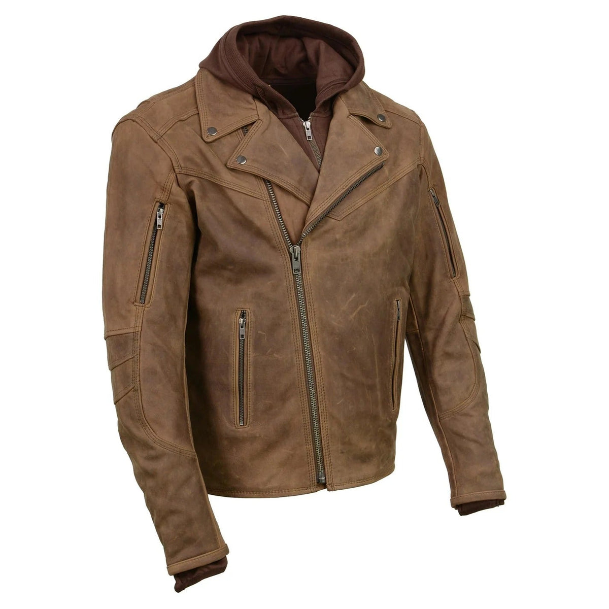 Men’s Vintage Crazy Horse Brown Motorcycle Leather Jacket