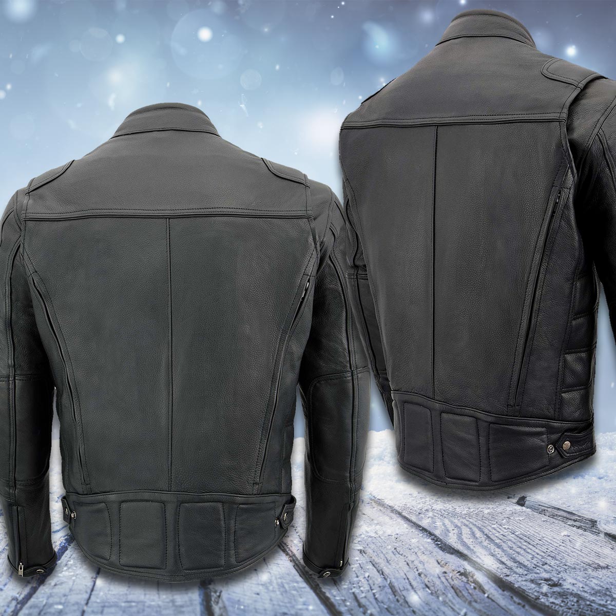 Milwaukee Leather Men’s Inferno Rider Heated Scooter Leather Jacket w/ Dual-Power,Vented System (MLM1513SET)