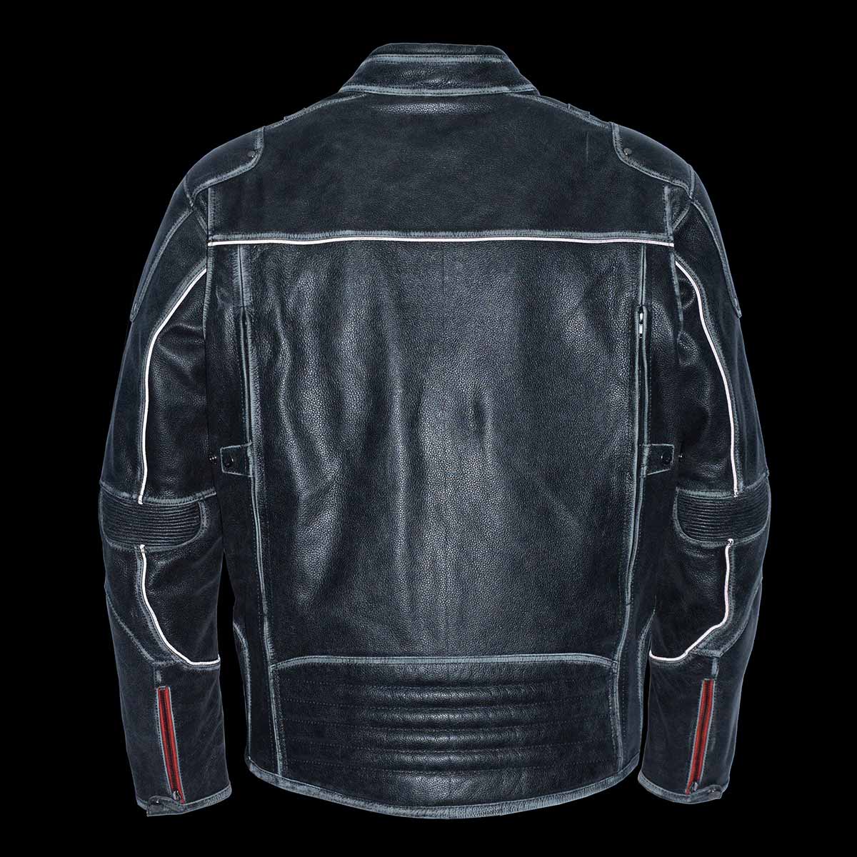 Milwaukee Leather MLM1535 Men's Vintage Grey 'Triple Vent' Leather Jacket with Zipper Color Accent