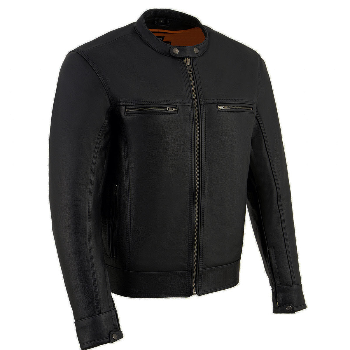 Milwaukee Leather MLM1551 Men's Black Lightweight Premium Leather Motorcycle Jacket w/ Cool-Tec Leather Treatement