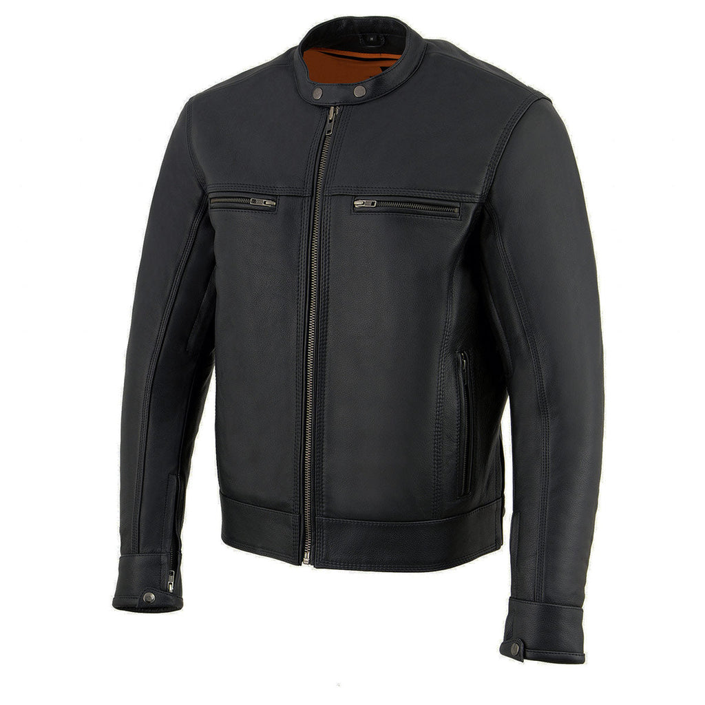Milwaukee Leather MLM1551 Men's Black Lightweight Premium Leather Motorcycle Jacket w/ Cool-Tec Leather Treatement