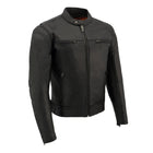 Men’s Black Vented Leather Motorcycle Jacket