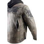 Milwaukee Leather MLM1561 Men's Distressed Brown Leather Jacket with Reflective Skulls