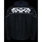 Milwaukee Leather MLM1562 Men's Distressed Grey Leather Jacket with Reflective Skulls