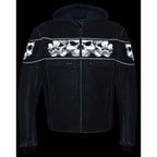 Milwaukee Leather MLM1562 Men's Distressed Grey Leather Jacket with Reflective Skulls
