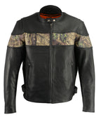 Milwaukee Leather MLM1595 Men's 'Jungle Mossy' Side Stretch Leather Motorcycle Racer Jacket