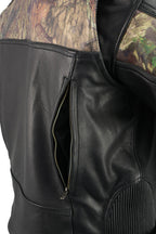 Milwaukee Leather MLM1595 Men's 'Jungle Mossy' Side Stretch Leather Motorcycle Racer Jacket